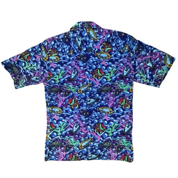 HYCTZ Tropical Fish Coral All Over Print Shirt Men's Small Short Sleeve EUC - Picture 2 of 8